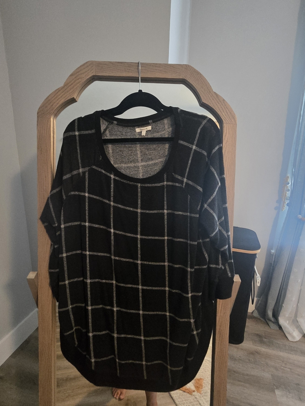 Maurices Black Windowpane Scoop Neck Sweater